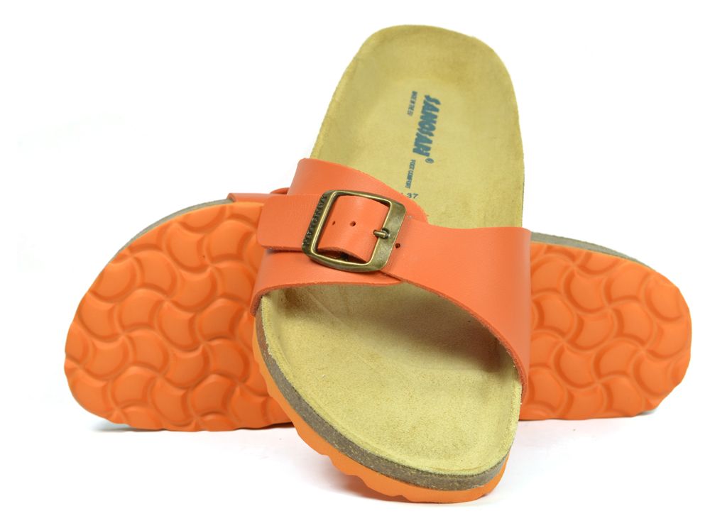 orange mule sandals