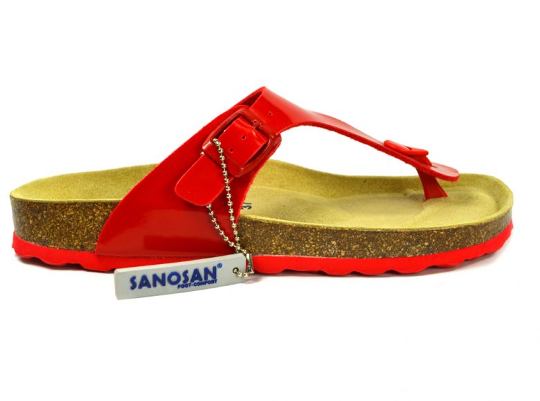 Sanosan Geneve Lacquered Red Womens Designer Thong Sandals