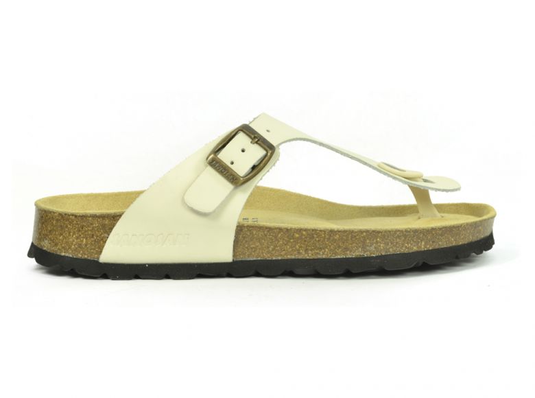 Sanosan Geneve Leather Ivory Womens Designer Thong Sandals