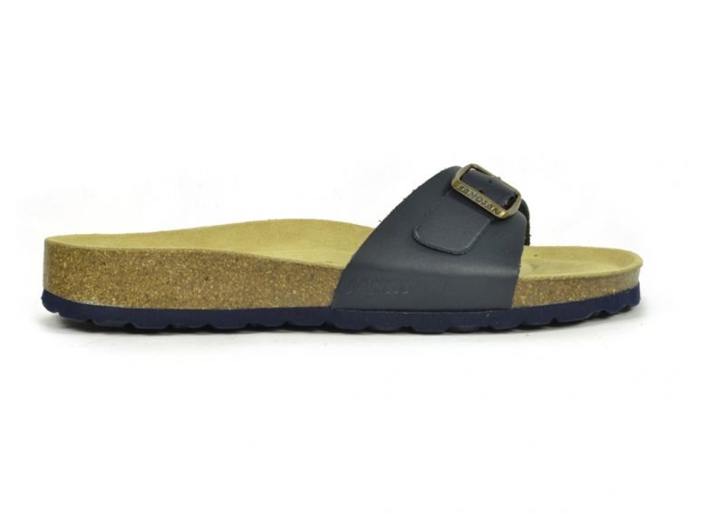 Sanosan Malaga Leather Navy Womens Designer Mule Sandals